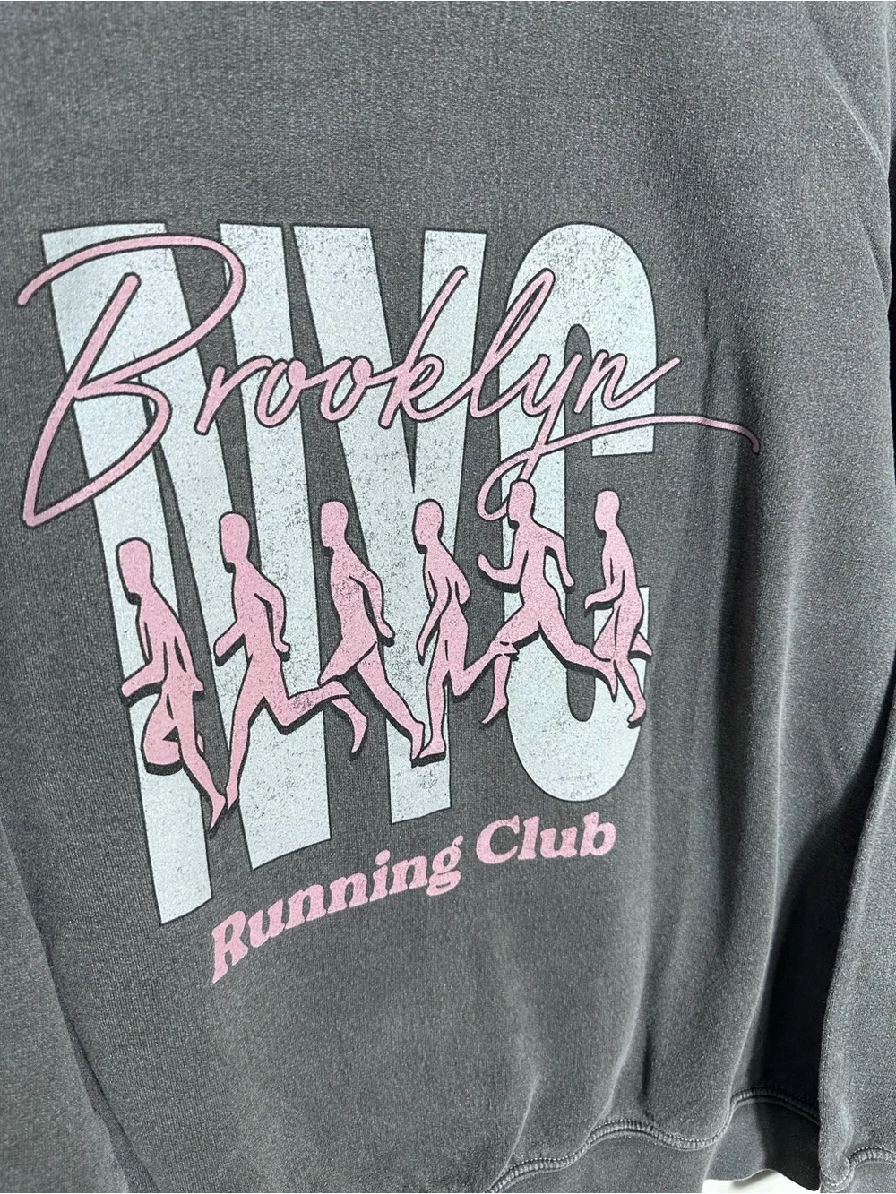 Running Club NYC graphic Gray washed Crewneck Sweatshirt